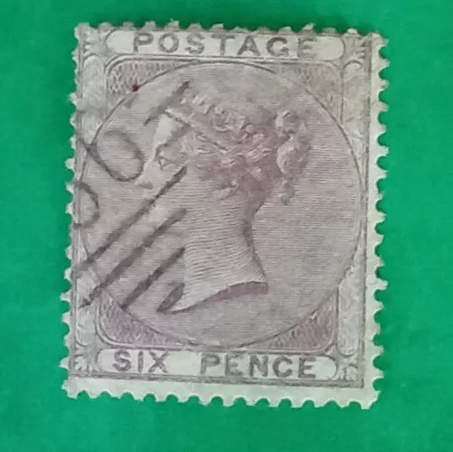 GB QV 1857 6d Pale Lilac Used SG 70 (B1)