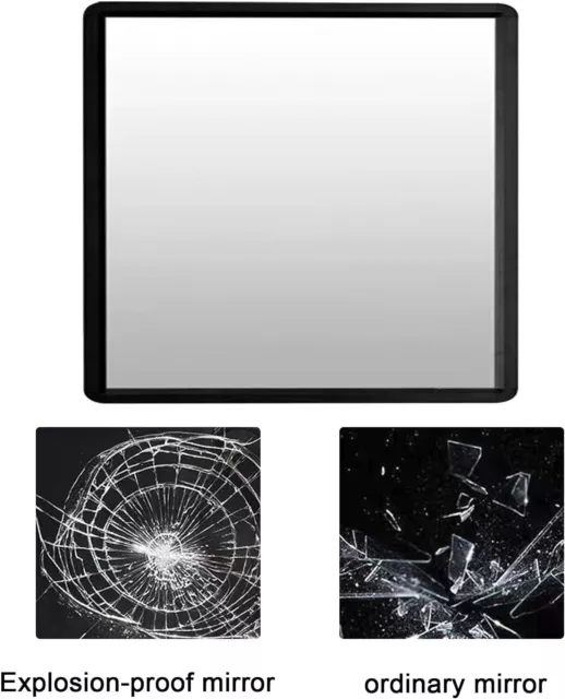 Square Metal Frame, Bathroom Wall Mirror, 30CM Black 3