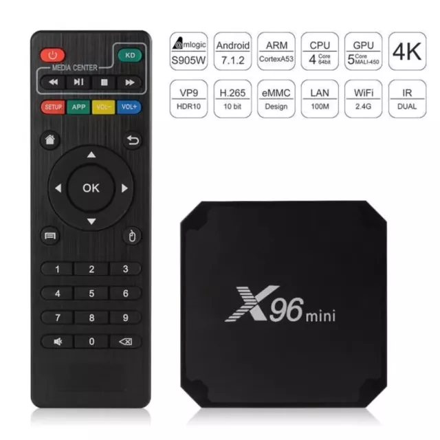 X96 Mini Android TV Box Amlogic S905W Quad Core 2 GO 16 GO 4K HD WiFi FR Neuf