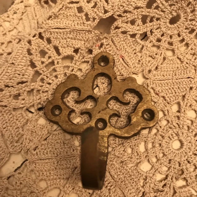 French wall hook Antique Solid Brass Curtain Tie Back Victorian Gold Scroll 2