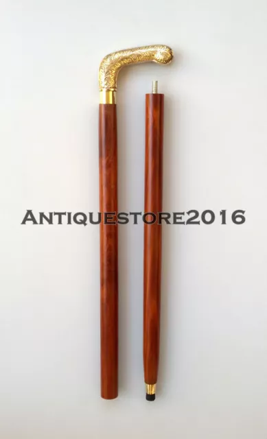 Vintage Beautiful Heavy Brass Designer Handle Walking Stick-Antique Solid Canes