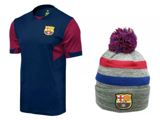 Icon Sports FC Barcelona Official Soccer Jersey and Beanie Combo 36 - XL