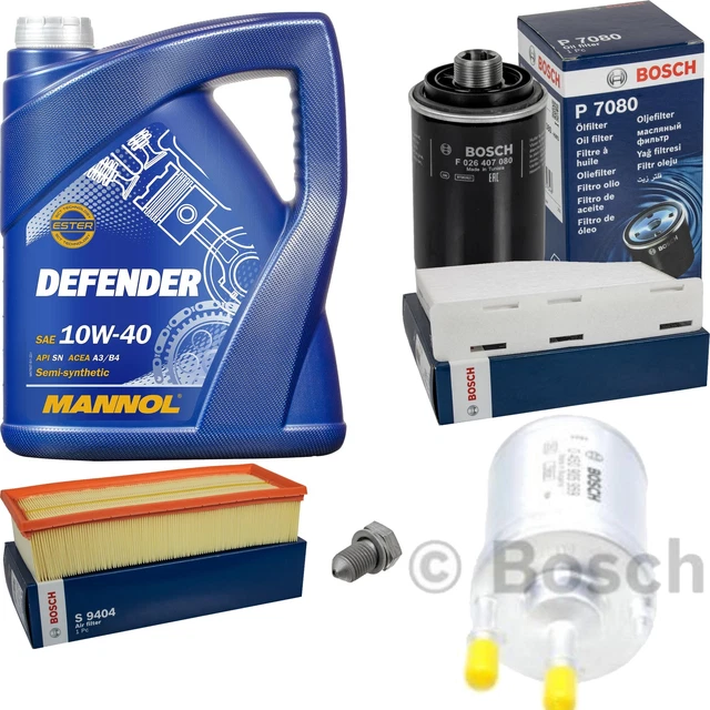 Paquete De Filtro De Aceite FEBI + 5 Litros De Aceite MANNOL DEFENDER 10W-40 – API SN, ACEA A3/B4, Compatible Con Múltiples Marcas