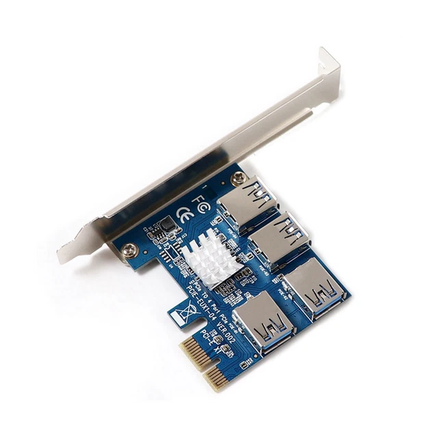 Scheda PCI-E X1 A 4 Slot – Moltiplicatore PCI Express, Cavo USB 3.0, Alimentazione 6 Pin E SATA, Per Espansione Vecchie Schede Madri