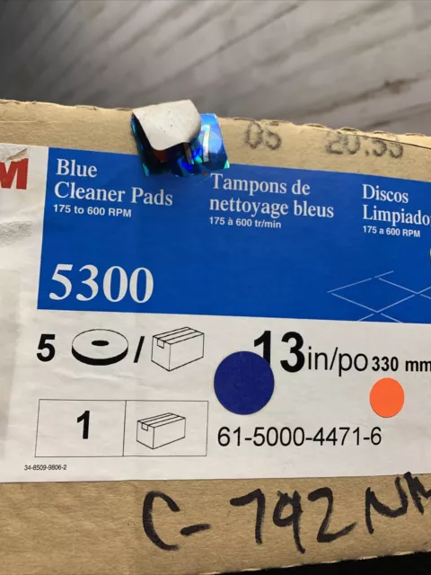 NOS 3M 13 Inch Blue Cleaner Pad 5300 Pack of 3 3