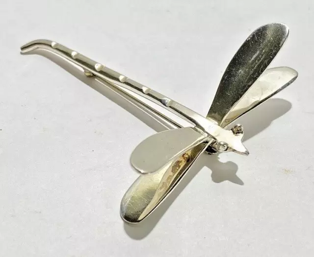 Superb Large 3 inch Sterling Silver Dragonfly Brooch Pin. 2
