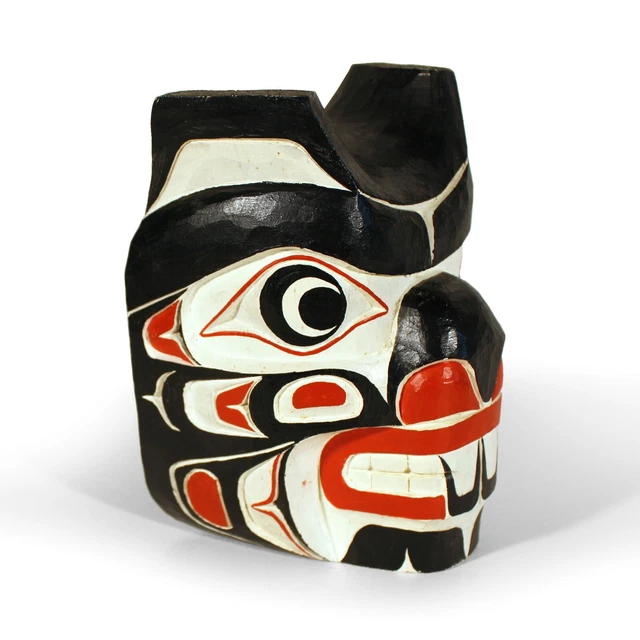 Carved Painted Wood Face Mask Canadian Northwest Coast Salish Aubrey Lafortune
