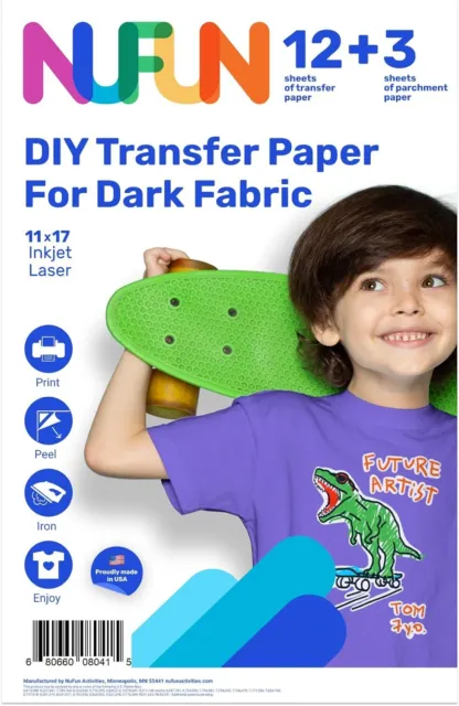 40 Sheets Printable Heat Transfer Paper for Dark Fabrics, Iron-on Dark T-shirt  Transfer Paper Works with Inkjet + Laser + Cricut 8.5x11 Letter Size 