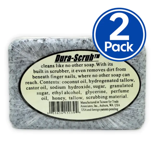 DURA-BLOCK Dura-Scrub Heavy Duty Soap Bar With Built In Scrubber 90g x 2 Pack