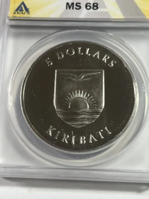 1982 Kiribati 5 Dollar Coin Royal Visit Commemorative Graded MS 68 by ANACS