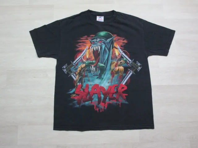 Vintage 90s Slayer Band No Blood No Glory Soldier T Shirt (L) Devil Demon Dog
