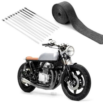 STARPIA 15M Ruban Isolant Thermique en Titanium Magma Ruban Échappement Bande Isolant Thermique Collecteur Echappement Moto 10 Collier Serrage 