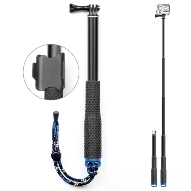 37" Extendable Telescopic Monopod Selfie Pole Stick for GoPro Hero 4 3+ 3 2 Blue