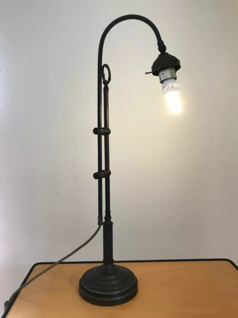 Große Tischlampe Antik Jugendstil Schreibtischlampe Messing höhenverstellbar