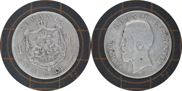 1 Leu 1881 Romania Silver Coin # 14