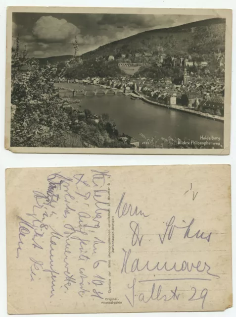 09543 - Heidelberg - Blick vom Philosophenweg - Ansichtskarte von 1931