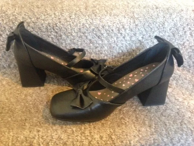 Black lolita mary jane bow shoes size 8/41 NEW