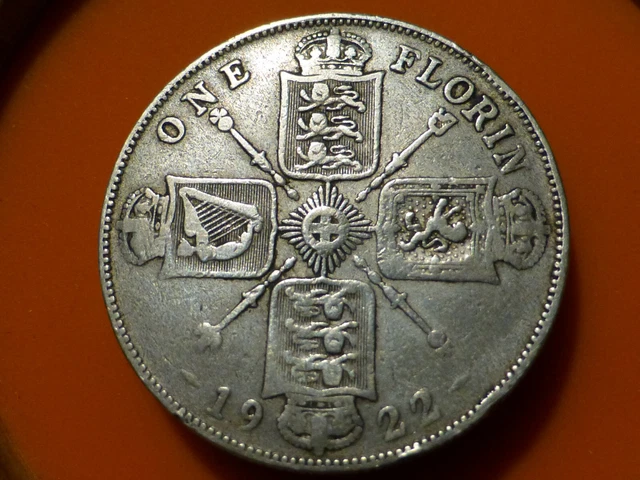 Angleterre - One Florin (Argent) - 1922 - Recherchee & Qualite Tb !