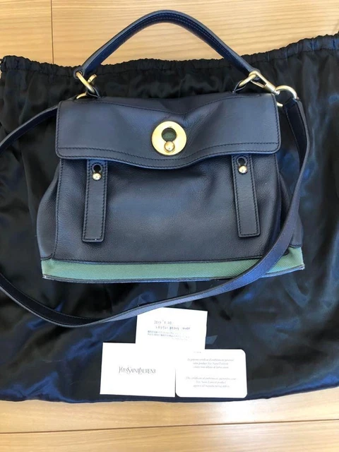 Yves Saint Laurent Muse Two Shoulder Crossbody Bag Women Navy Pre-loved
