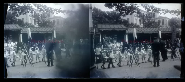 FRANCE Famille Amateur c1910 Photo NEGATIVE Stereo Plaque PL28L5n7 Vintage