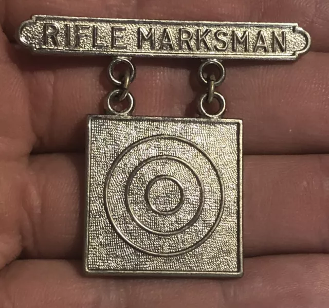 VINTAGE USMC MARINE Corps Rifle Marksman Badge Military Pin $9.90 ...