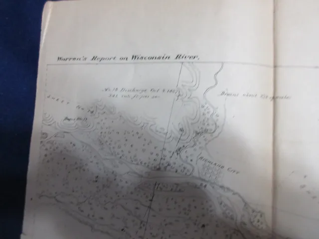 1875 Warrens Report Wisconsin River Map Ghost Town Richland City Spring Green
