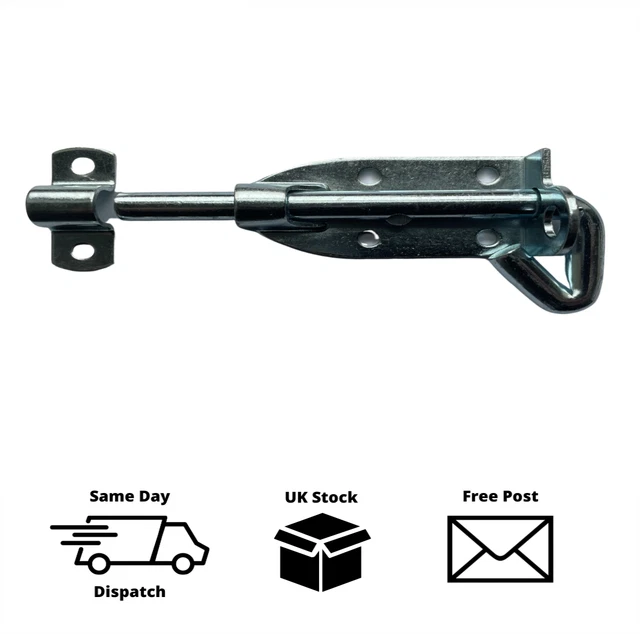 SLIDE LATCH PAD LOCK BOLT HEAVY DUTY 4Inch Steel Garden Gate Shed Door + SCREWS