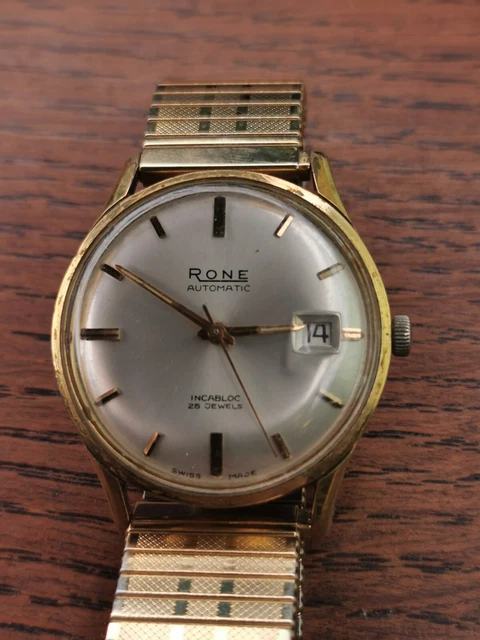 1950S RONE, ETA 2342, Mens Automatic Gold Plated Dress Watch, Keeping ...