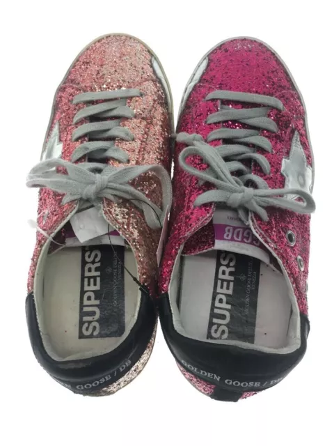 GOLDEN GOOSE SUPERSTAR Glitter Sneakers EU Size 35 US5 Pink Low Top Women