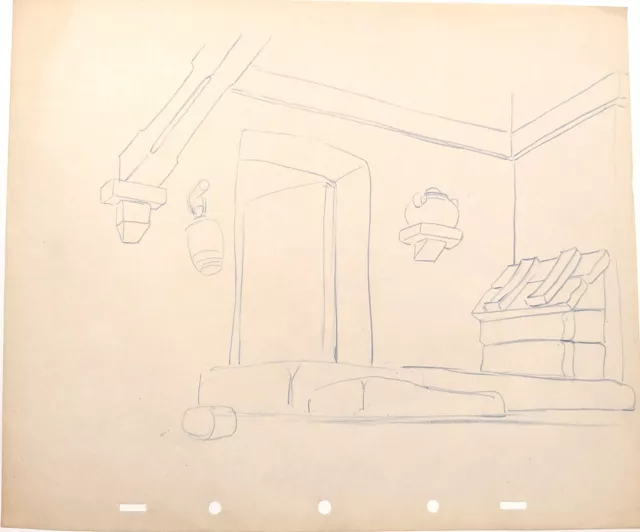 RARE Disney SNOW WHITE 1937  Original Production LAYOUT Drawing Bill Tytla # 1 3