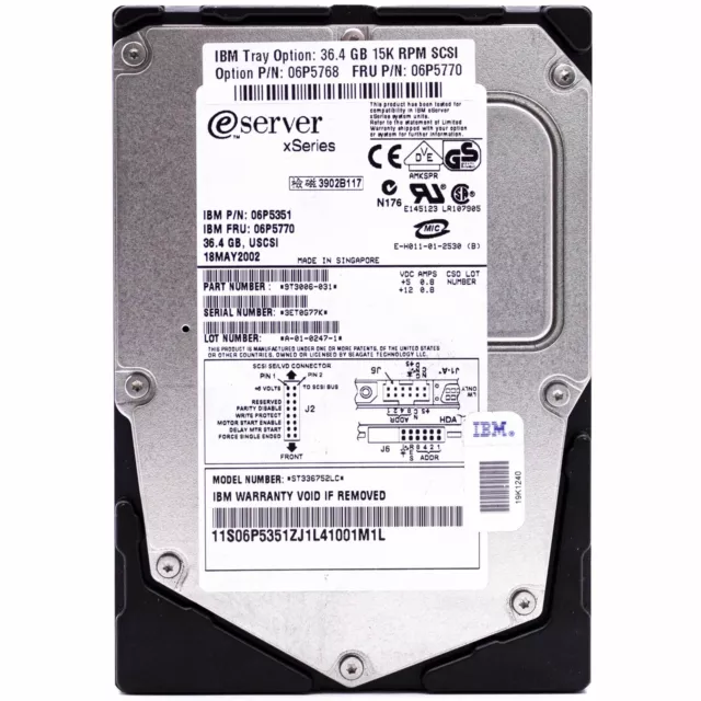 Seagate St336752lc HDD Disque Dur SCSI 36.4gb 80pin 3,5 " Serveur _