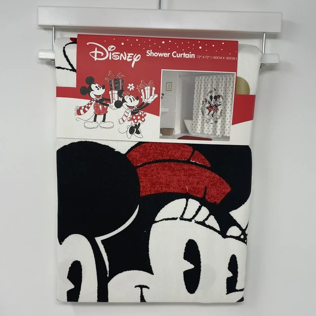 Disney Mickey and Minnie Mouse Ice Skating Christmas Fabric Shower Curtain 72x72