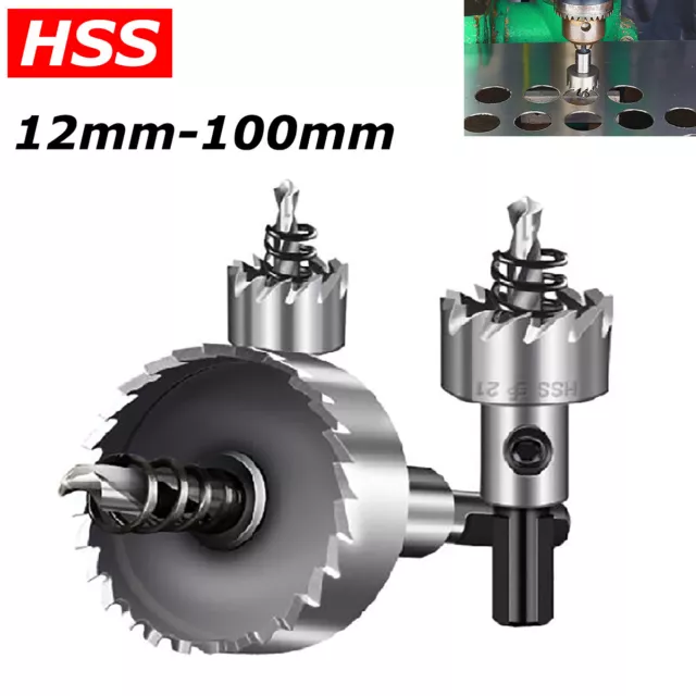 12mm-100mm HSS Lochsäge Hartmetall Bohrkrone Kernbohrer für Edelstahl Metall Alu