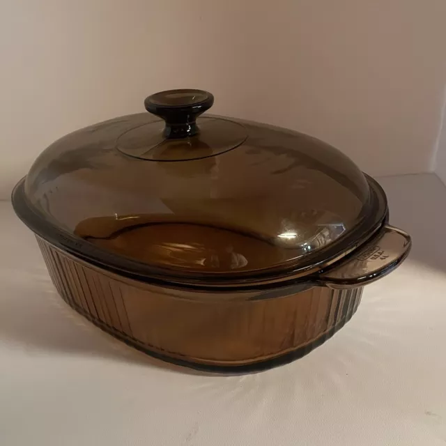 VISION CORNING WARE AMBER 4L CASSEROLE /DUTCH OVEN /ROASTER w/ LID