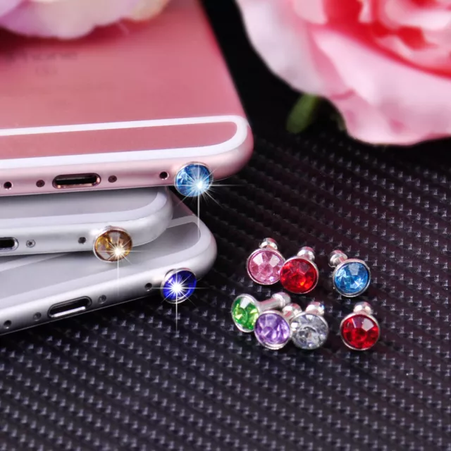 10x Strass Schmuck Anti Staubschutz Stecker Stöpsel Kappe Phone 3.5mm Kopfhörer