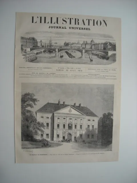 Gravure 1873. Le Chateau De Frohsdorff, Sur Commune De Lanzenkirchen, Autriche.