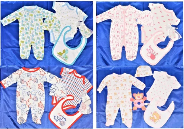 5pz set regalo abito essenziale neonate età nuovo con scatola 0-3 3-6 mesi A93