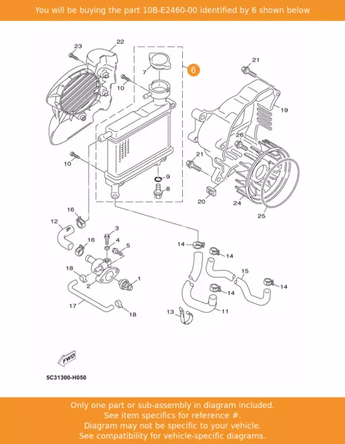 Yamaha Heizkörperbaugruppe, 10B-E2460-00 Original-Zubehör-Hersteller Aerox YN50 XF50