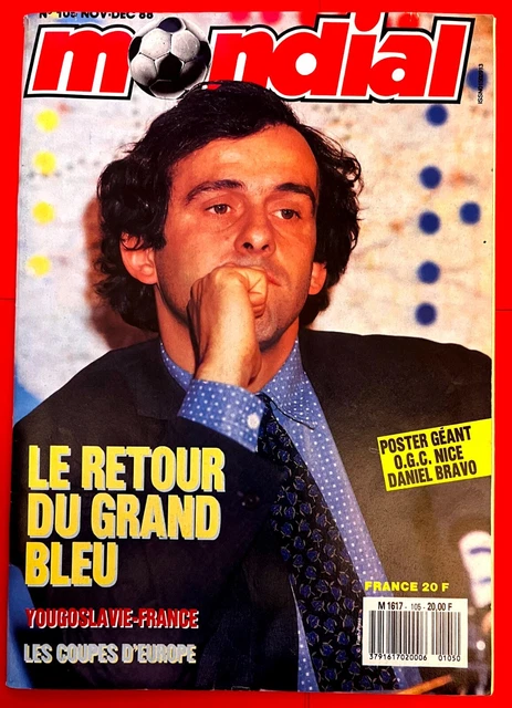 Football Mondial N°105 De 1988 – Platini Coupe D’Europe + Poster Nice & Bravo