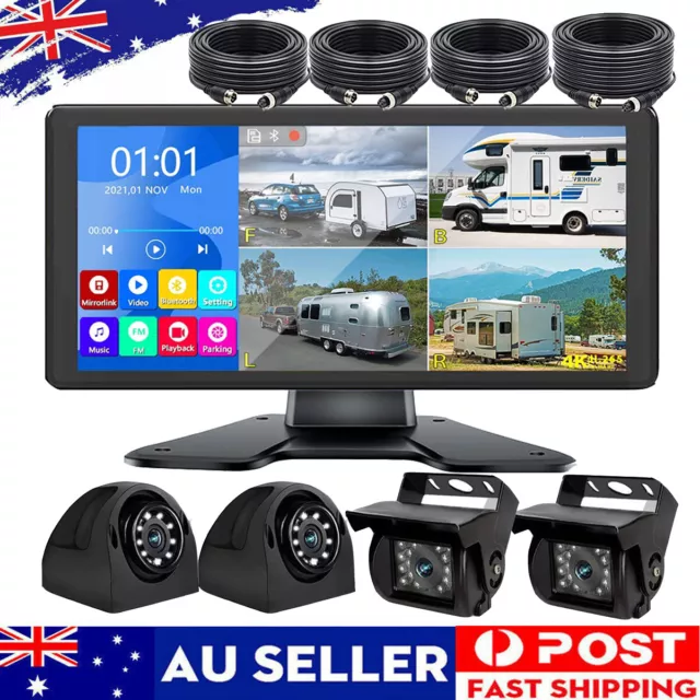 10.36’’ Touch Screen Monitor DVR Backup Front Rear Side View Camera Car Truck