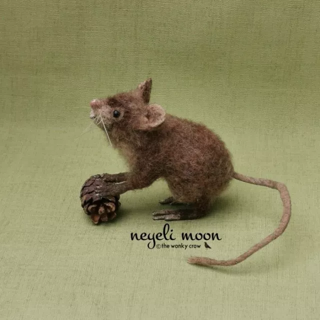 Realistic Needle Felted Mouse brown woodland mouse sculpture by neyeli OOAK