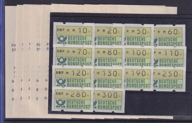 ATM-Tastensatz 10-300Pfg. 14 Werte ** alle mit AQ MÜNCHEN 50 vom 05.02.87