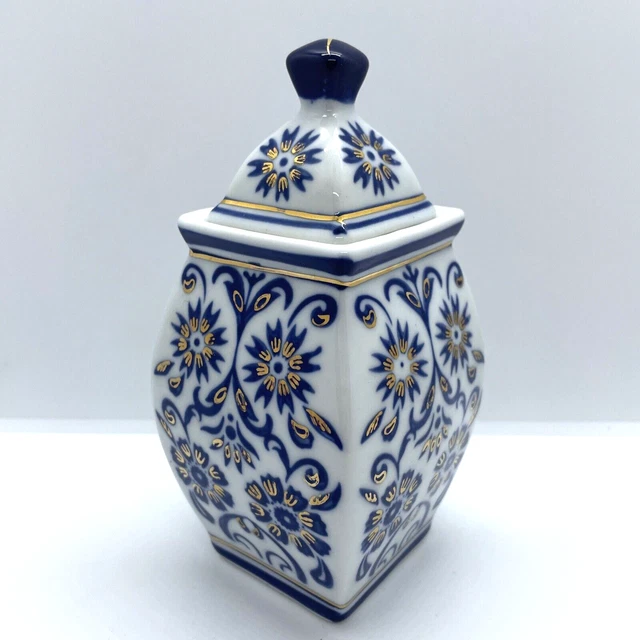 N2 Chinesisches Blau Weissgold Porzellankopf Inwerglas Topf Blumenurne Ornament 2