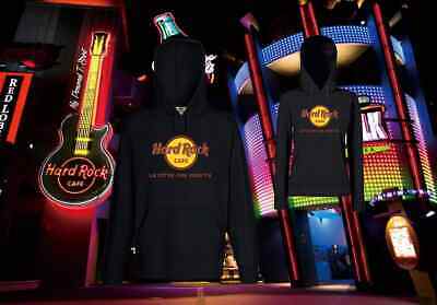 Felpa Nera Hard Rock Cafe Con Citta' Per Uomo E Donna Spedizione Rapida T-Shirt