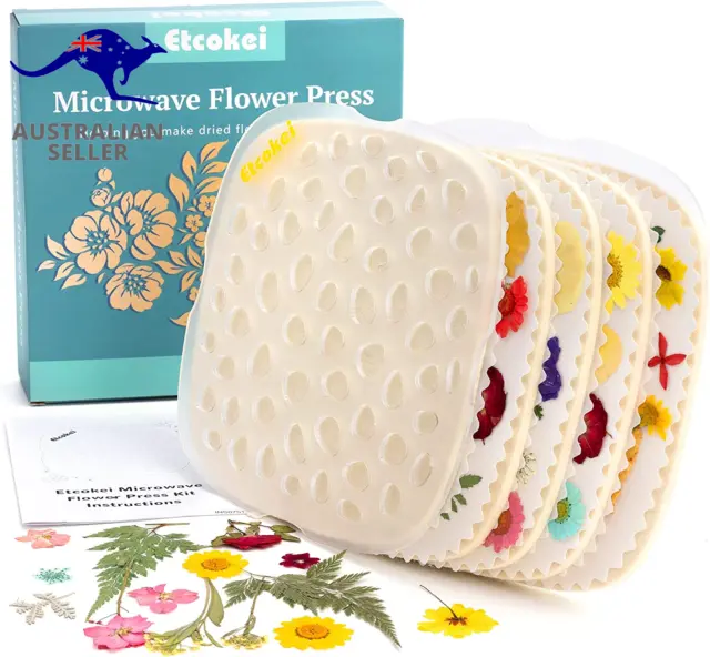Quickly Microwave Flower Press Kit, 4 Layers 7.5'' Pressing Kit for Adults,