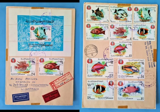 Yemen Yemen Regno Yemen 1968 lettera reko espressa 323-329 397-402 blocco 39 pesci/8
