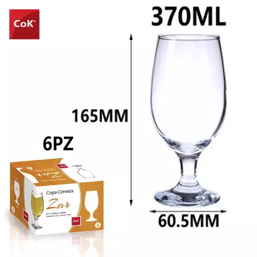 Set bicchieri calici da birra COK Zar cerveza 6 calici in vetro 37 cl 2