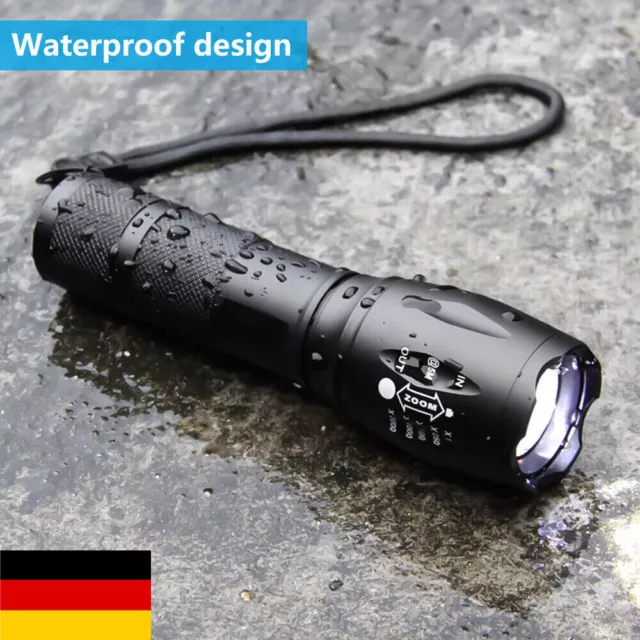 Taktische Taschenlampe, Extrem Hell LED Taschenlampe mit 5 Leuchtmodi, Zoombar