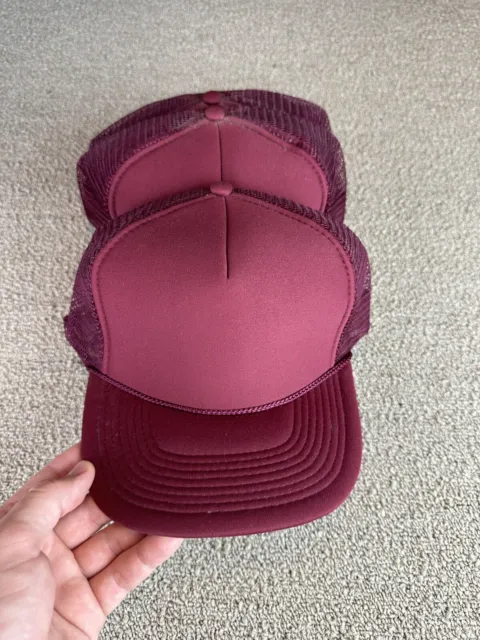 Vintage Maroon Trucker Hat Blank Lot (3) Snapback Cap Nissin Brand Mesh VTG