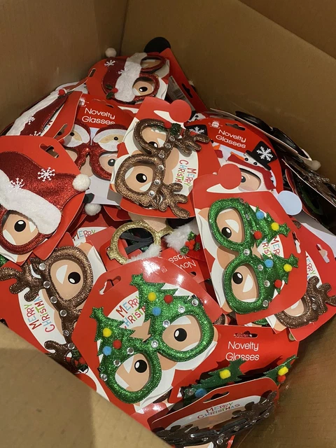 113 piece christmas novelty glasses + Xmas cards with envelopes/stickers
